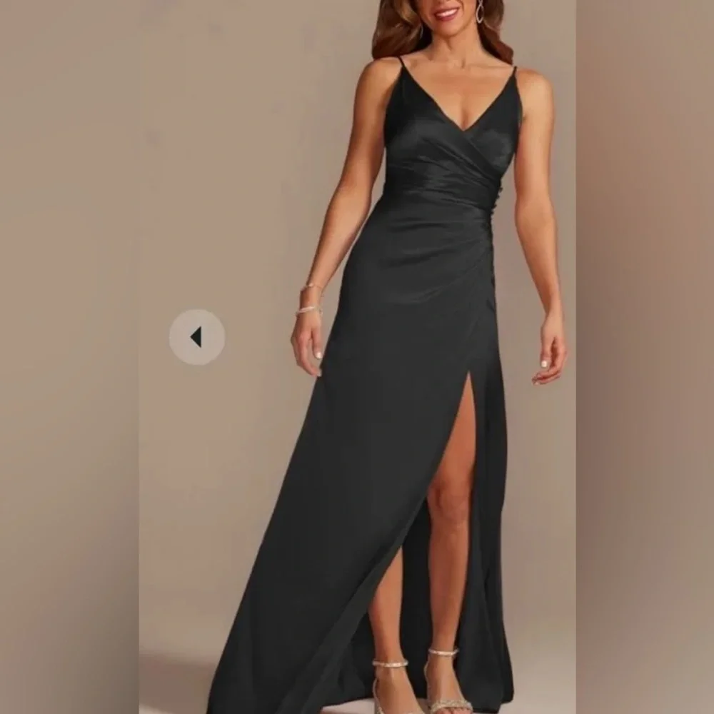 Galina  signature, satin gown with high front slit